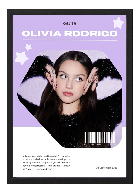 Cuadro Decorativo Poster Olivia Rodrigo Guts A3 30x40cm