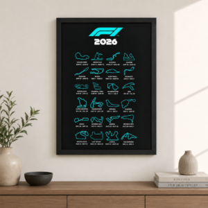 Cuadro Decorativo Formula 1 - Circuitos 2026 - A3 30x40 Cm
