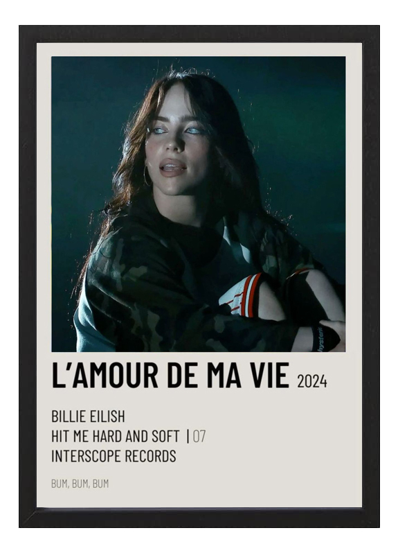 Cuadro Billie Eilish Lamour De Ma Vie Tamaño A3 30x40 Cm
