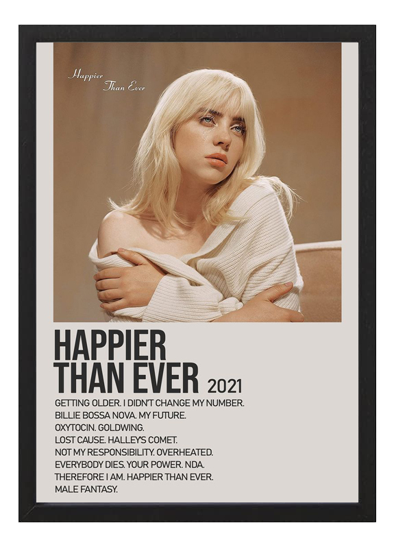 Cuadro Billie Eilish Happier Than Ever Tamaño A3 30x40 Cm