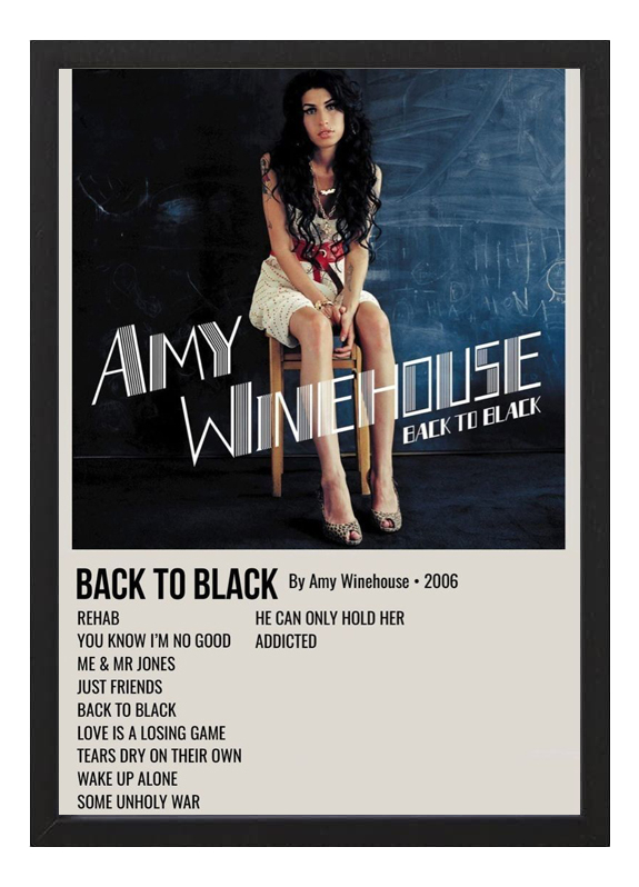 Cuadro Amy Winehouse Back To Black A3 30x40 Cm