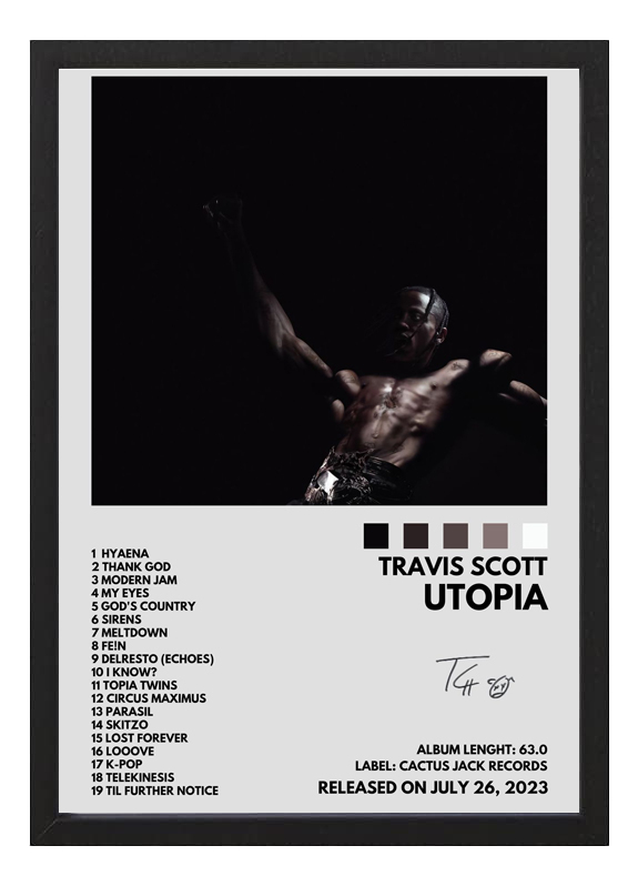 Cuadro Travis Scott Utopia Tamaño A3 30x40 Cm