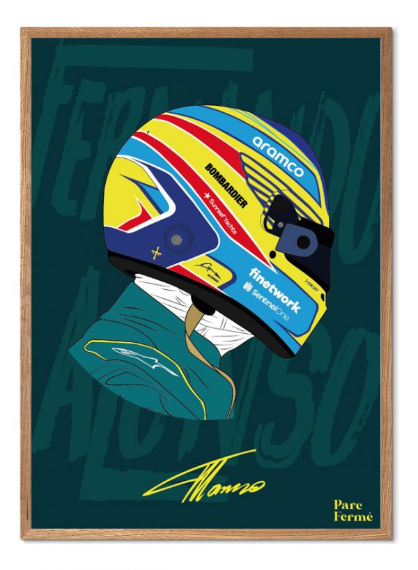 Cuadro Formula 1 Fernando Alonso Aston Martin A3 30x40cm