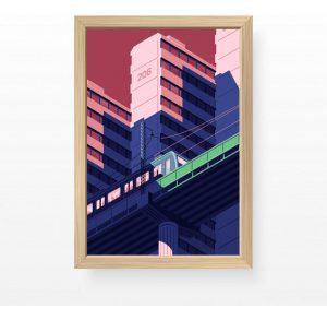 Cuadro Arte Urbano Puente Ferroviario Tren - 30x40cm