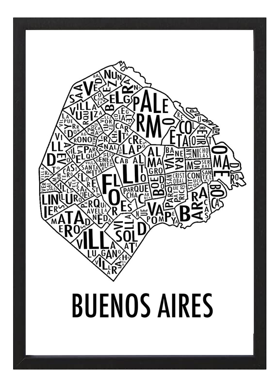 Cuadro Urbano Barrios De Buenos Aires, Argentina - A3 30x40