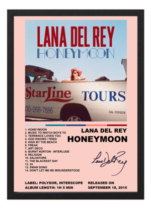 Cuadro Lana Del Rey Honeymoon A3 30x40 Cm - Arte Musica Fan