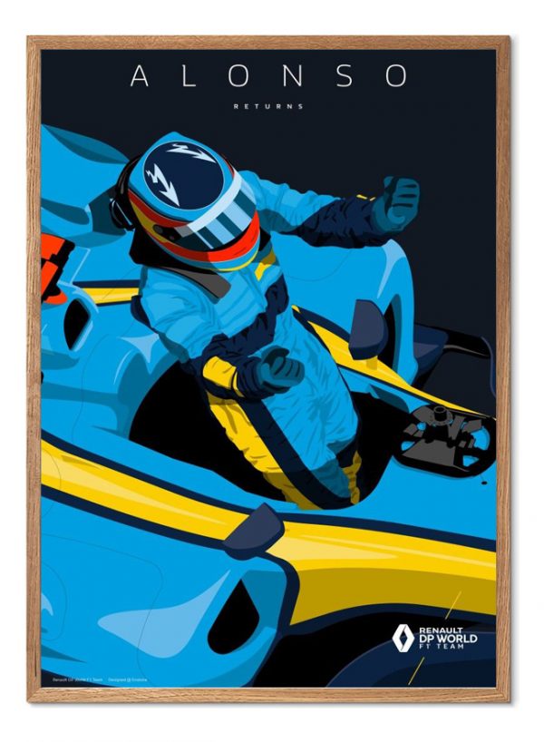 Cuadro F1 Fernando Alonso Renault 2005/2006 A3 30x40cm