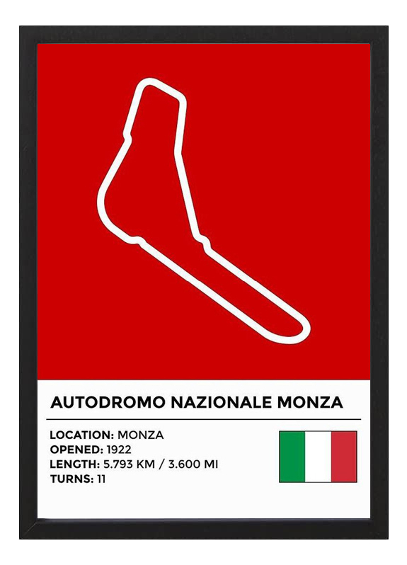 Cuadro Circuito Formula 1 - Monza Italia - A3 30x40 Cm