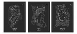 Set X3 Cuadros Decorativos Circuitos Formula 1 - A3 30x40 Cm