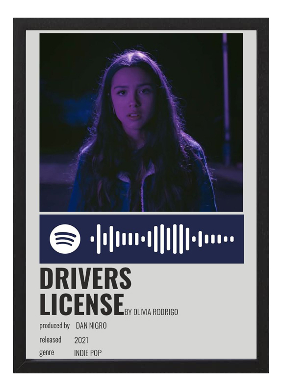 Cuadro Olivia Rodrigo Drivers License Spotify - A3 30x40 Cm