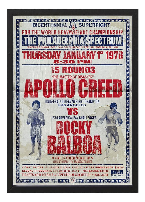 Cuadro Afiche Rocky Balboa Vs Apollo Creed - Tamaño A3 30x40
