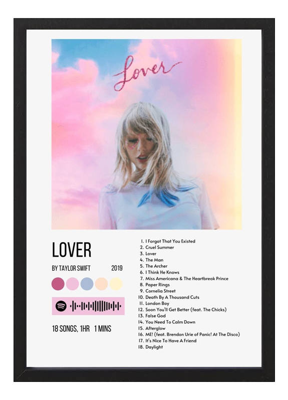 Cuadro Taylor Swift Lover A4 - Arte Decorativo Musica Fan