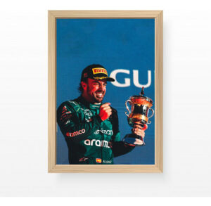 Cuadro Fernando Alonso Podio Barein Aston Martin A3 30x40cm