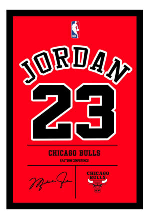 Cuadro Basquet - Dorsal Michael Jordan - Tamaño A3 30x40 Cm