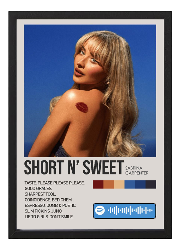 Cuadro Sabrina Carpenter Short And Sweet Tamaño A3 30x40 Cm