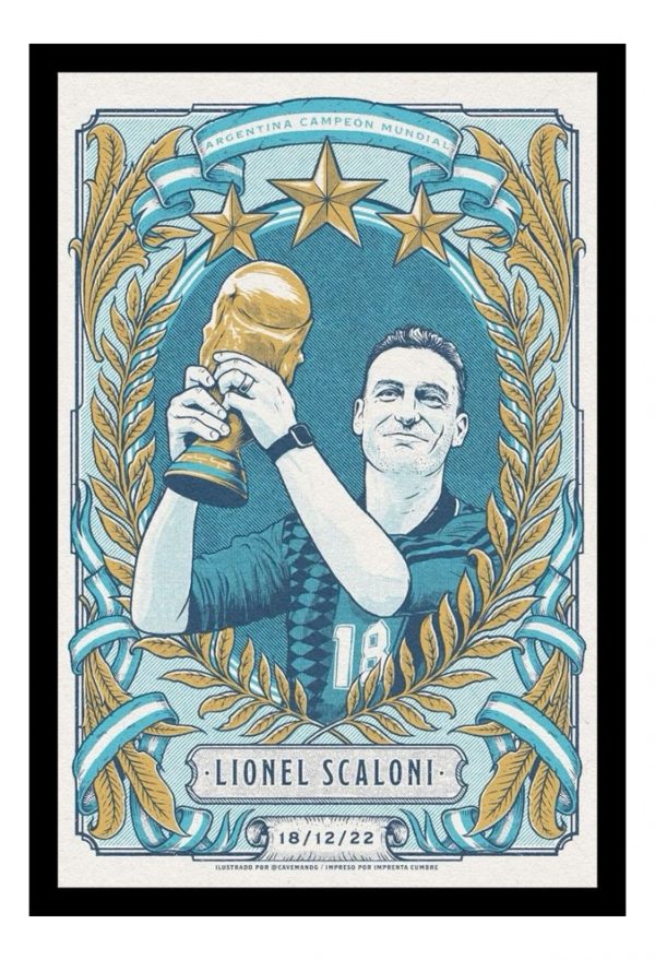 Cuadro Decorativo Futbol - Lionel Scaloni 08 - A3 30x40 Cm