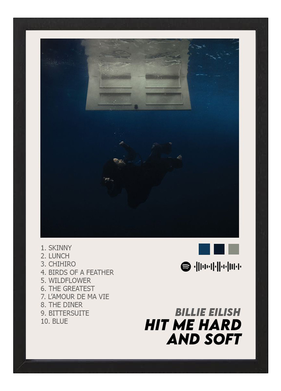 Cuadro Billie Eilish Hit Me Hard And Soft Tamaño A3 30x40 Cm