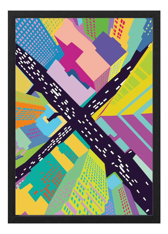 Cuadro Arte Urbano Edificios Vista Aerea Tamaño A3 30x40