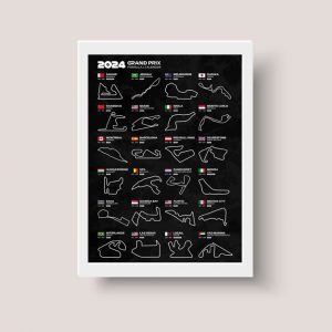 Cuadro Calendario Circuitos Formula 1 2024 - Tamaño A4 20x30