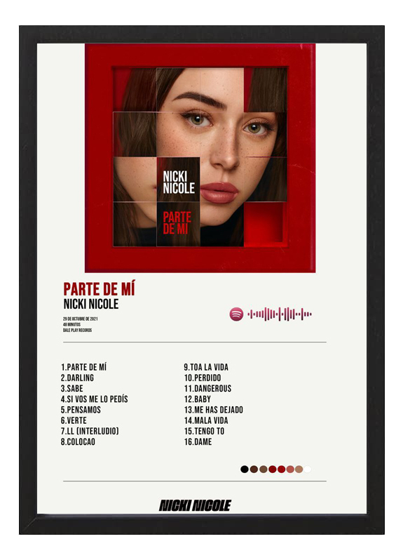 Cuadro Nicki Nicole Parte De Mi Tamaño A3 30x40 Cm