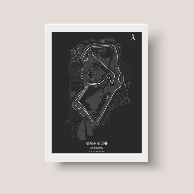 Cuadro Circuito Silverstone, Gp Gb , Formula 1, A3 30x40 Cm