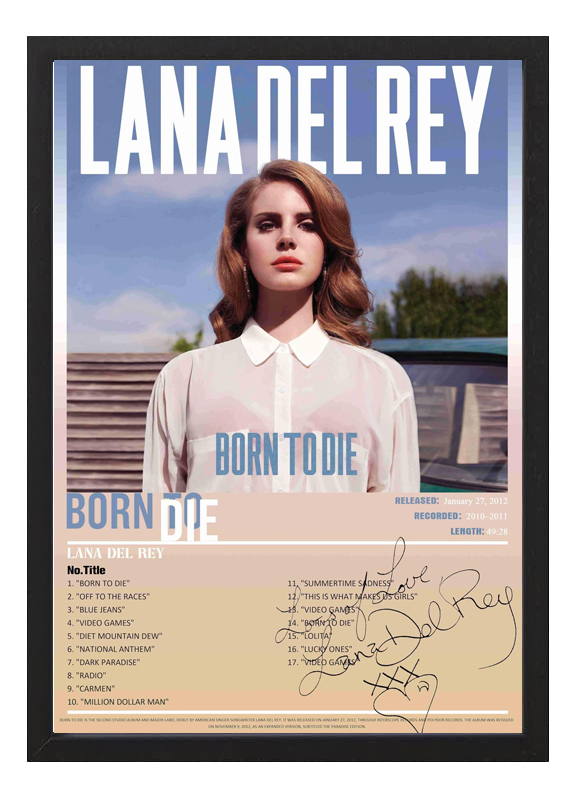 Cuadro Lana Del Rey Born To Die A4 20x30 - Listo Para Colgar