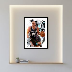 Cuadro Decorativo Basquet - Manu Ginobili 03 - A3 30x40 Cm