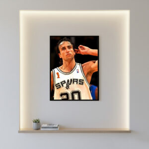 Cuadro Decorativo Basquet - Manu Ginobili 05 - A3 30x40 Cm