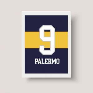 Cuadro Camiseta Boca Juniors Martin Palermo, Tamaño A3 30x40