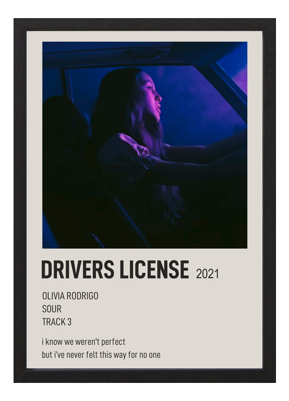 Cuadro Olivia Rodrigo Drivers License - A3 30x40 Cm