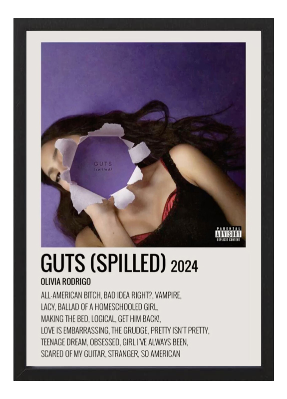 Cuadro Poster Olivia Rodrigo Guts Spilled A3 30x40cm