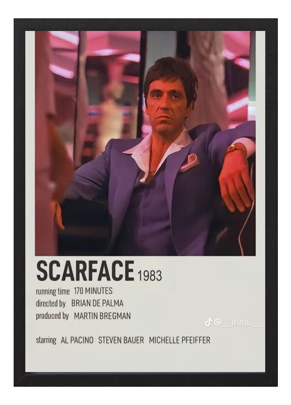 Cuadro Scarface Al Pacino A4 - Arte Decorativo Cine Película