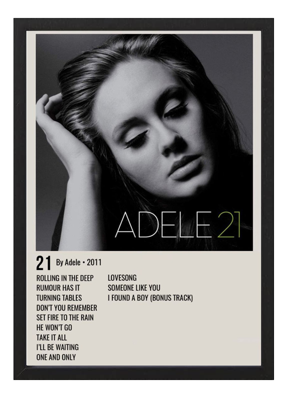 Cuadro Adele 21 A3 30x40 Cm - Arte Para Fans Musica