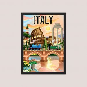 Cuadro Urbano Poster Ciudades Italia - Tamaño A3 30x40 Cm