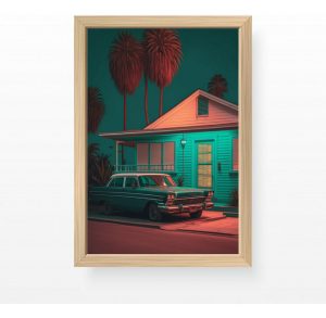 Cuadro Ilustración Auto Retro A3 30x40 Cm - Arte Moderno