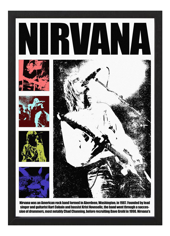 Cuadro Poster Nirvana Tamaño A4 20x30 Cm