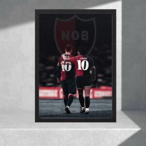 Cuadro Decorativo Newells Old Boys, Maradona Messi, A3 30x40
