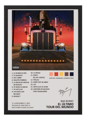 Cuadro Bad Bunny El Ultimo Tour Del Mundo Tamaño A3 30x40 Cm