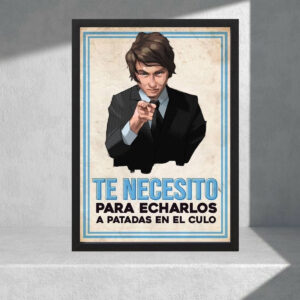 Cuadro Decorativo Politico, Javier Milei 08, Tamaño A3 30x40