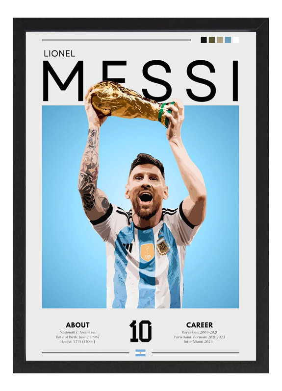 Cuadro Poster Lionel Messi - Tamaño A3 30x40 Cm