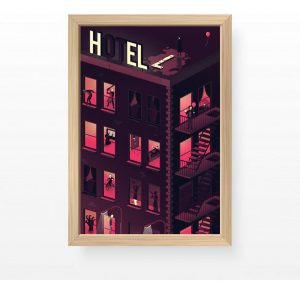 Cuadro Ilustración Arte Urbano Hotel A3 30x40 Cm
