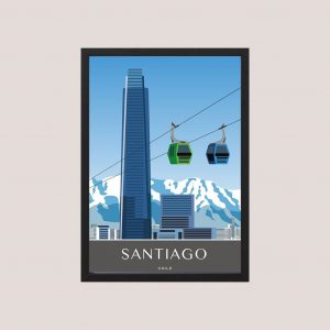 Cuadro Urbano Teleferico Santiago, Chile- Tamaño A4 20x30 Cm