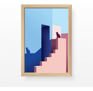 Cuadro Ilustración Arte Abstracto Urbano A3 30x40 Cm - Gatos