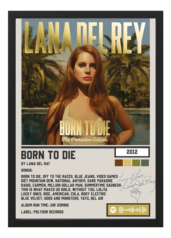 Cuadro Decorativo Lana Del Rey Born To Die Paradise A4 20x30