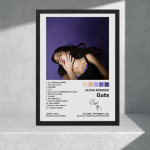 Cuadro Decorativo Olivia Rodrigo Álbum Guts, Tamaño A3 30x40