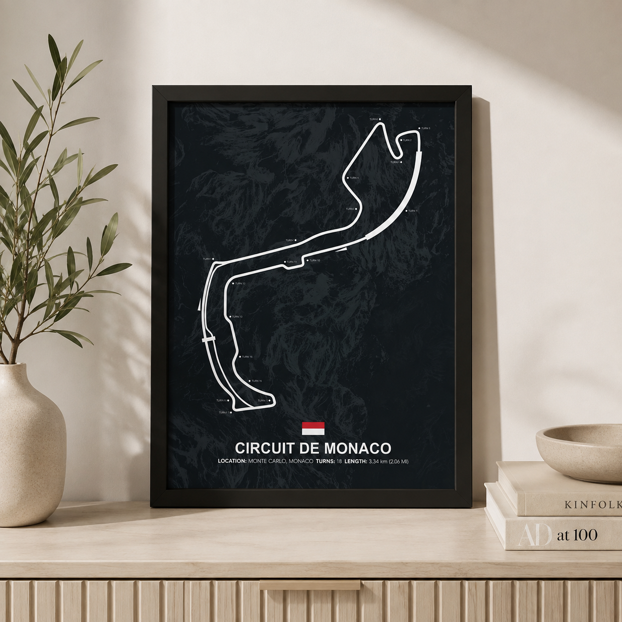 Cuadro Decorativo Formula 1 - Circuito Monaco - A3 30x40 Cm