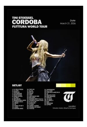 Cuadro Decorativo Tini Cordoba 2026 Con Setlist - A3 30x40