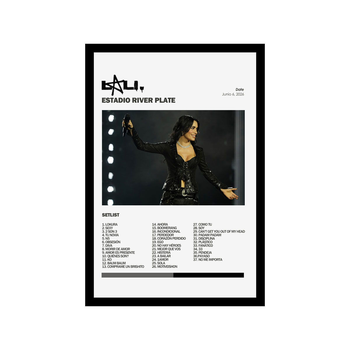 Cuadro Decorativo - Lali River 6/6 (Setlist) - A3 30x40 - Imagen 3